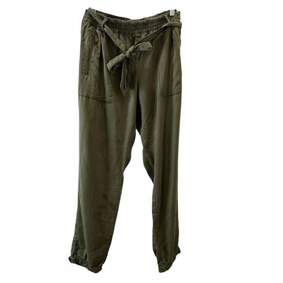 MAX Jeans Easy Jogger Womens Size Medium Green Casual Comfort Waist Belt - Picture 1 of 11